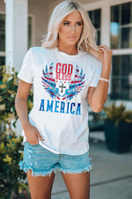 GOD BLESS AMERICA Cuffed Tee Shirt - SHE BADDY© ONLINE WOMEN FASHION & CLOTHING STORE