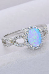 925 Sterling Silver Opal Halo Ring - SHE BADDY© ONLINE WOMEN FASHION & CLOTHING STORE