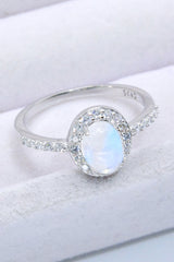 925 Sterling Silver Natural Moonstone Halo Ring - SHE BADDY© ONLINE WOMEN FASHION & CLOTHING STORE