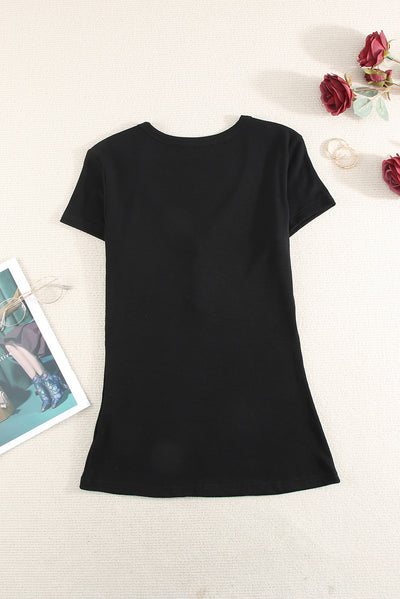 Buttoned Short Sleeve Tee Shirt - SHE BADDY© ONLINE WOMEN FASHION & CLOTHING STORE