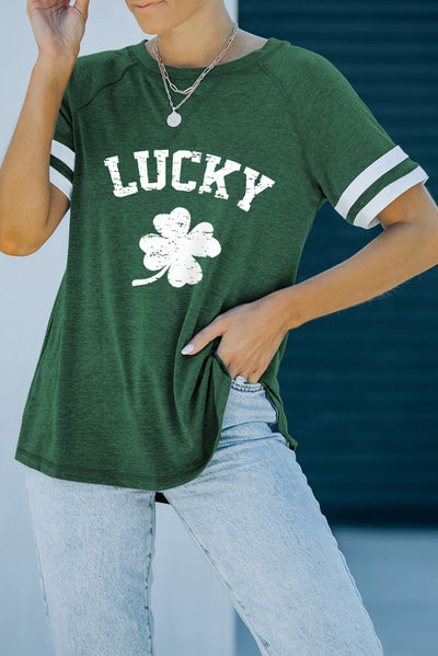 LUCKY Clover Graphic Tee Shirt - SHE BADDY© ONLINE WOMEN FASHION & CLOTHING STORE