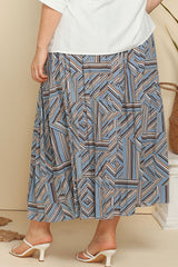 Plus Size Geometric Pleated Skirt - SHE BADDY© ONLINE WOMEN FASHION & CLOTHING STORE