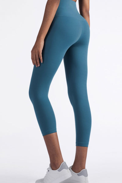 Feel Like Skin Elastic Waistband Cropped Yoga Leggings - SHE BADDY© ONLINE WOMEN FASHION & CLOTHING STORE