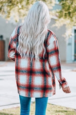 Plaid Button Up Shirt Jacket with Pockets - SHE BADDY© ONLINE WOMEN FASHION & CLOTHING STORE