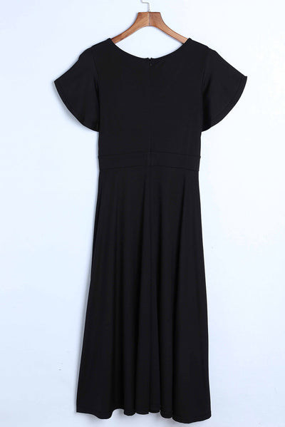 Flutter Sleeve Surplice Midi Dress - SHE BADDY© ONLINE WOMEN FASHION & CLOTHING STORE