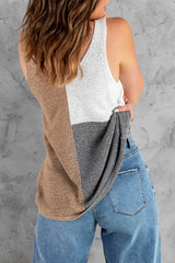 Color Block V-Neck Knitted Tank - SHE BADDY© ONLINE WOMEN FASHION & CLOTHING STORE