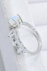 Natural Moonstone and Zircon Heart Open Ring - SHE BADDY© ONLINE WOMEN FASHION & CLOTHING STORE