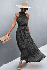 Printed Sleeveless Tie Waist Maxi Dress - SHE BADDY© ONLINE WOMEN FASHION & CLOTHING STORE