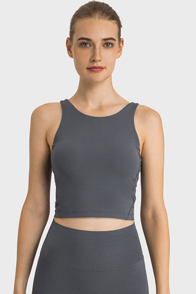 Feel Like Skin Highly Stretchy Cropped Sports Tank - SHE BADDY© ONLINE WOMEN FASHION & CLOTHING STORE