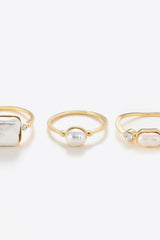 Pearl 18K Gold-Plated Ring Set - SHE BADDY© ONLINE WOMEN FASHION & CLOTHING STORE