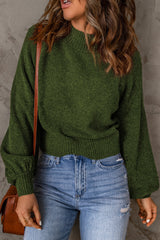 Ribbed Trim Balloon Sleeve Sweater - SHE BADDY© ONLINE WOMEN FASHION & CLOTHING STORE