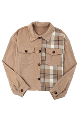 Plaid Corduroy Dropped Shoulder Jacket - SHE BADDY© ONLINE WOMEN FASHION & CLOTHING STORE