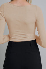Cutout Ribbed Long Sleeve Bodysuit - SHE BADDY© ONLINE WOMEN FASHION & CLOTHING STORE