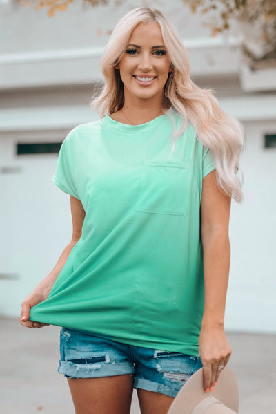 Round Neck Pocket Tee Shirt - SHE BADDY© ONLINE WOMEN FASHION & CLOTHING STORE