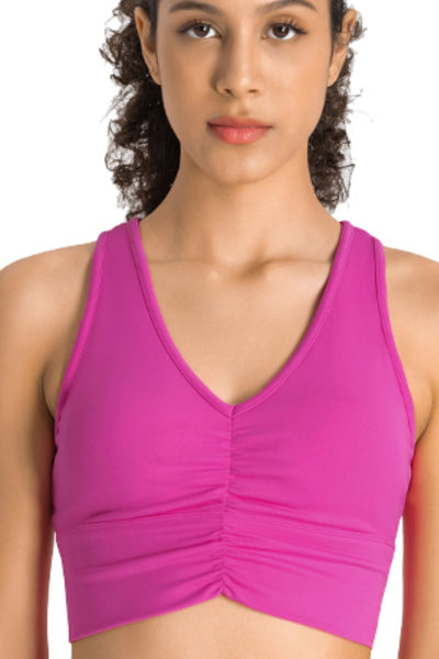 Gathered Detail Halter Neck Sports Bra - SHE BADDY© ONLINE WOMEN FASHION & CLOTHING STORE