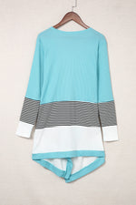 Striped Color Block Open Front Cardigan - SHE BADDY© ONLINE WOMEN FASHION & CLOTHING STORE