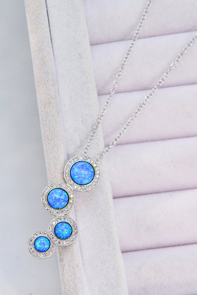 Opal Round Pendant Chain-Link Necklace - SHE BADDY© ONLINE WOMEN FASHION & CLOTHING STORE