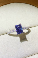 1 Carat Moissanite 925 Sterling Silver Rectangle Ring in Blue - SHE BADDY© ONLINE WOMEN FASHION & CLOTHING STORE