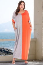 Plus Size Color Block Tee Dress with Pockets - SHE BADDY© ONLINE WOMEN FASHION & CLOTHING STORE