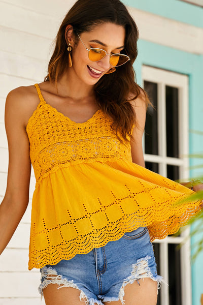 Scalloped Hem V-Neck Cami - SHE BADDY© ONLINE WOMEN FASHION & CLOTHING STORE