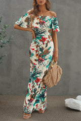 Floral Layered Off-Shoulder Maxi Dress - SHE BADDY© ONLINE WOMEN FASHION & CLOTHING STORE