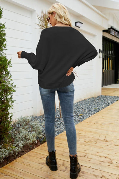 V-Neck Dolman Sleeve Sweater - SHE BADDY© ONLINE WOMEN FASHION & CLOTHING STORE