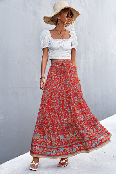 Floral Tied Maxi Skirt - SHE BADDY© ONLINE WOMEN FASHION & CLOTHING STORE