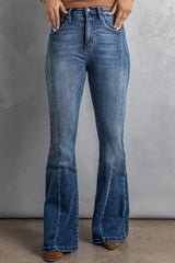 High Waist Flare Jeans with Pockets - SHE BADDY© ONLINE WOMEN FASHION & CLOTHING STORE