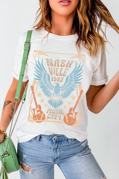 NASHVILLE 1982 MUSIC CITY Short-Sleeve Tee - SHE BADDY© ONLINE WOMEN FASHION & CLOTHING STORE