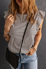 Striped Flutter Sleeve Tank - SHE BADDY© ONLINE WOMEN FASHION & CLOTHING STORE