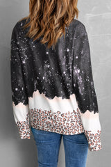 MAMA Leopard Color Block Round Neck Sweatshirt - SHE BADDY© ONLINE WOMEN FASHION & CLOTHING STORE