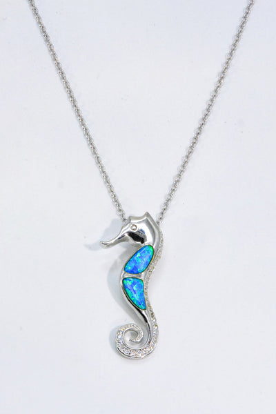 Opal Seahorse 925 Sterling Silver Necklace - SHE BADDY© ONLINE WOMEN FASHION & CLOTHING STORE