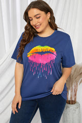 Plus Size Lip Graphic Tee Shirt - SHE BADDY© ONLINE WOMEN FASHION & CLOTHING STORE