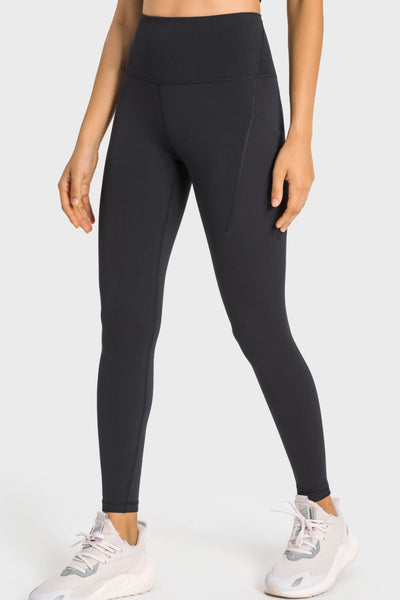 High-Rise Wide Waistband Pocket Yoga Leggings - SHE BADDY© ONLINE WOMEN FASHION & CLOTHING STORE