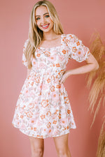 Floral Tie-Back Puff Sleeve Dress - SHE BADDY© ONLINE WOMEN FASHION & CLOTHING STORE