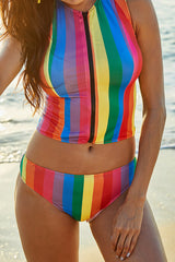 Rainbow Striped Split Bikini - SHE BADDY© ONLINE WOMEN FASHION & CLOTHING STORE