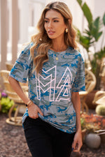 Camouflage Round Neck Tee Shirt - SHE BADDY© ONLINE WOMEN FASHION & CLOTHING STORE