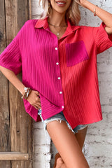 Two-Tone Button Front Dropped Shoulder Shirt - SHE BADDY© ONLINE WOMEN FASHION & CLOTHING STORE