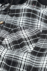 Plaid Drawstring Hooded Shirt Jacket - SHE BADDY© ONLINE WOMEN FASHION & CLOTHING STORE