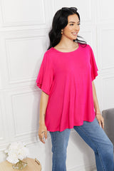 Yelete Full Size More Than Words Flutter Sleeve Top - SHE BADDY© ONLINE WOMEN FASHION & CLOTHING STORE