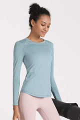 Quick-Dye Curved Hem Sports Top - SHE BADDY© ONLINE WOMEN FASHION & CLOTHING STORE