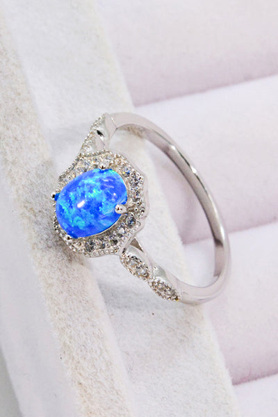 Opal and Zircon 925 Sterling Silver Ring - SHE BADDY© ONLINE WOMEN FASHION & CLOTHING STORE
