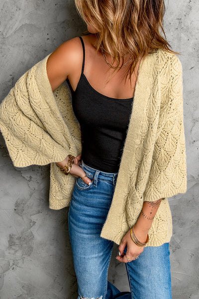 Scalloped Hem Open Front Cardigan - SHE BADDY© ONLINE WOMEN FASHION & CLOTHING STORE