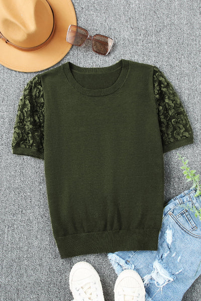 Applique Short Sleeve Knit Top - SHE BADDY© ONLINE WOMEN FASHION & CLOTHING STORE