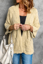 Scalloped Hem Open Front Cardigan - SHE BADDY© ONLINE WOMEN FASHION & CLOTHING STORE