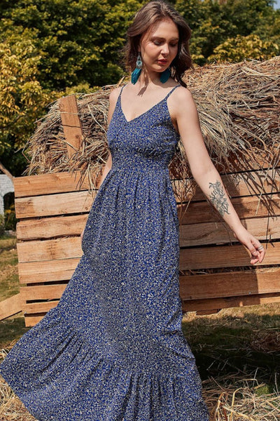 Ditsy Floral Spaghetti Strap Maxi Dress - SHE BADDY© ONLINE WOMEN FASHION & CLOTHING STORE