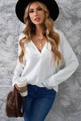 Johnny Collar Dropped Shoulder Top - SHE BADDY© ONLINE WOMEN FASHION & CLOTHING STORE