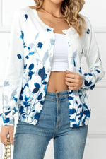 Floral Button Front Round Neck Cardigan - SHE BADDY© ONLINE WOMEN FASHION & CLOTHING STORE