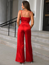 Wide Leg Spaghetti Strap Jumpsuit - SHE BADDY© ONLINE WOMEN FASHION & CLOTHING STORE