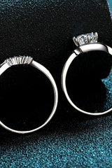 Moissanite Rhodium-Plated Two-Piece Ring Set - SHE BADDY© ONLINE WOMEN FASHION & CLOTHING STORE